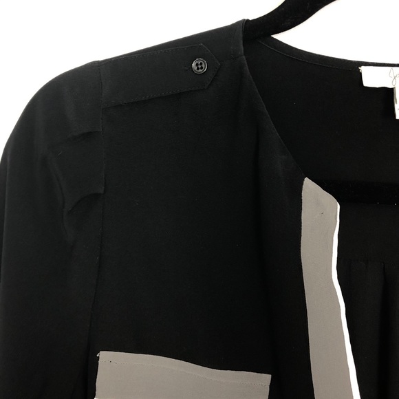 Joie Black Silk Margo Blouse with Grey Accents - Picture 5 of 12